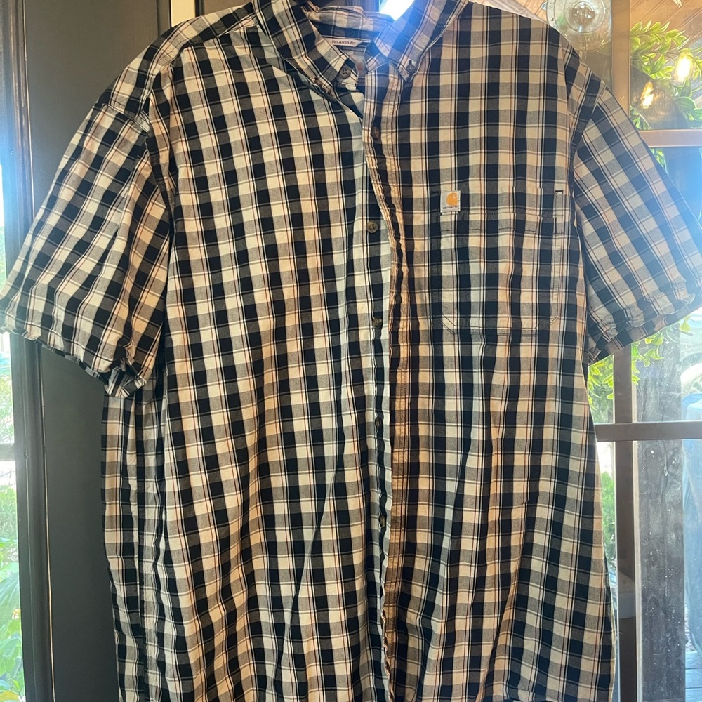 Carhartt Men's Black and White Plaid Shirt